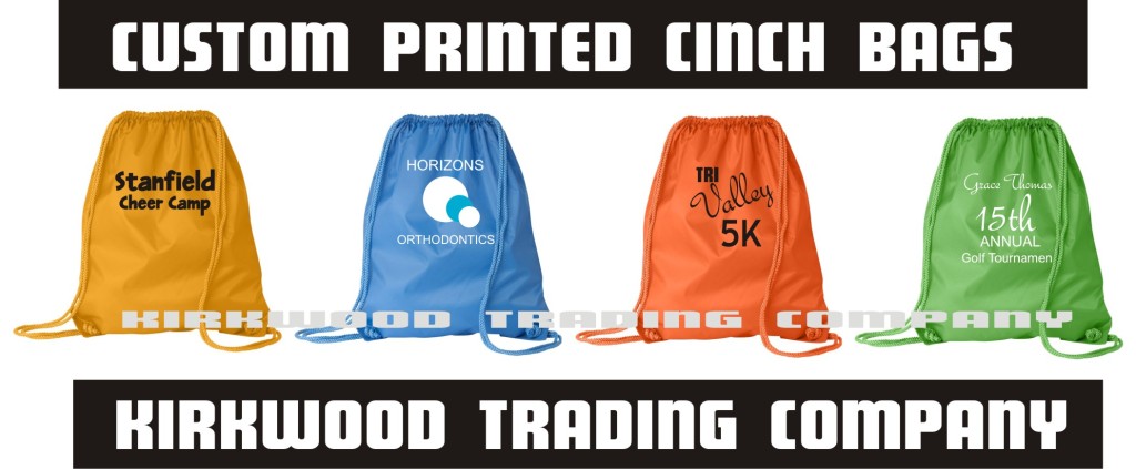 Custom printed cinch bags - Kirkwood Trading Company